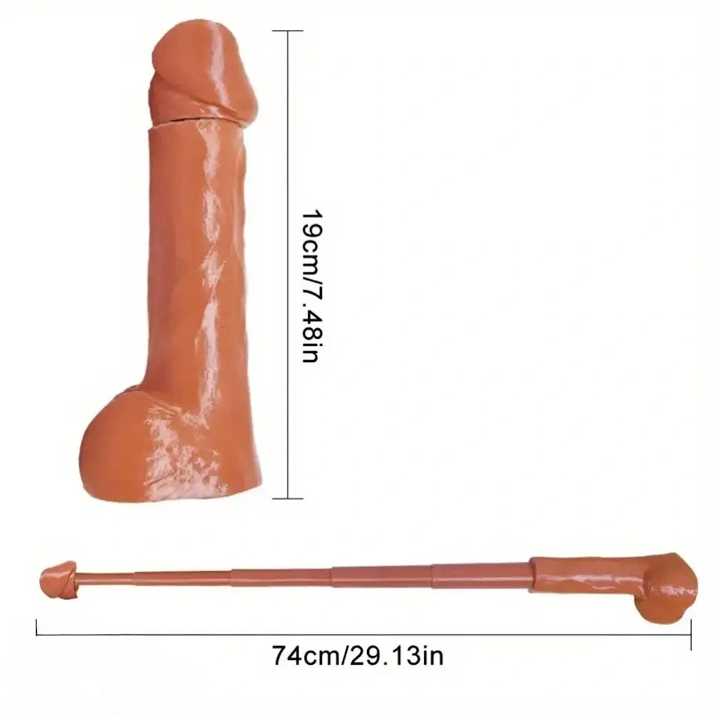 Brown pvc realistic dildo with slim rod, photo 2