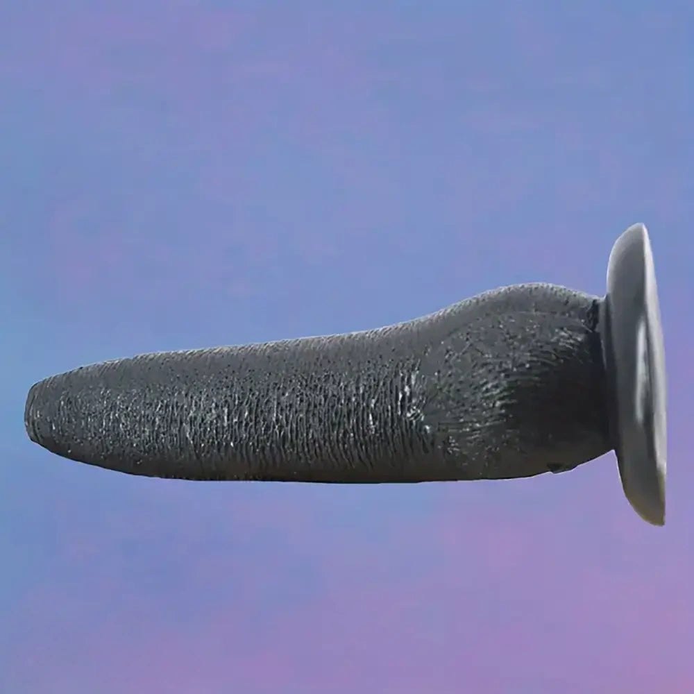 Black realistic PVC dildo with suction cup base