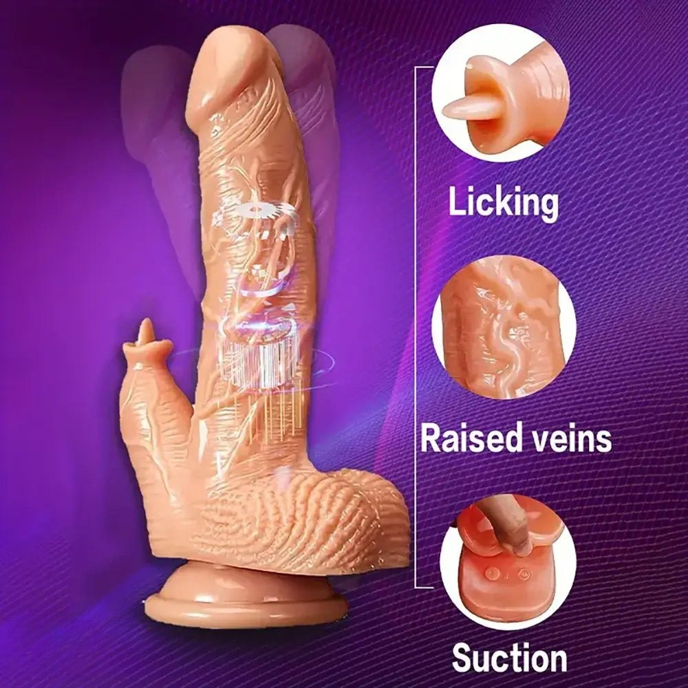 Realistic tpe dildo with tongue nub and suction base, photo 1