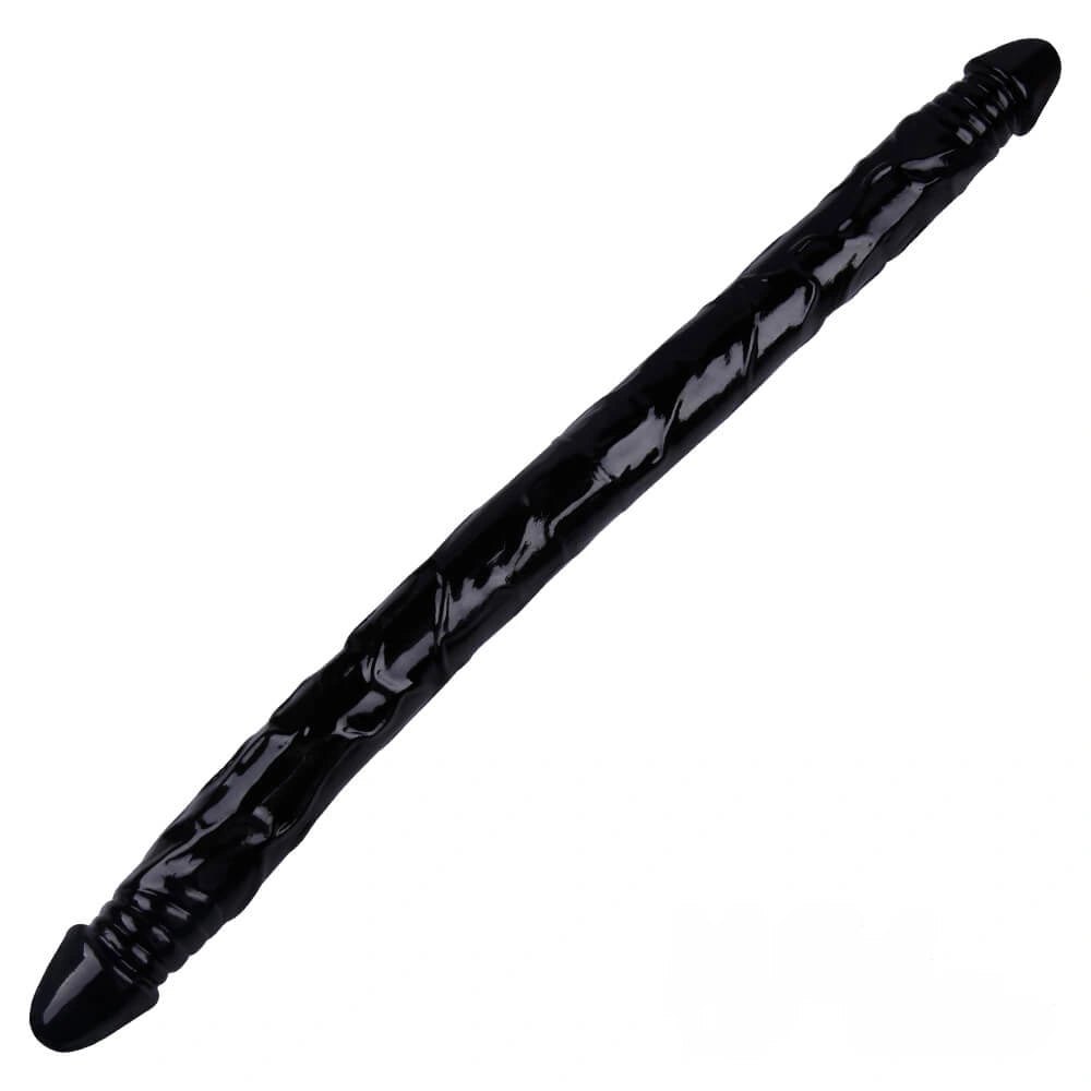Black realistic double ended pvc dildo