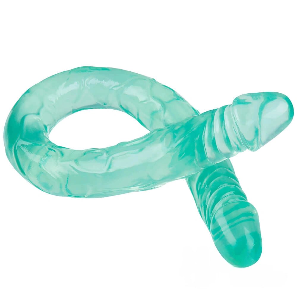 Green realistic double ended pvc dildo