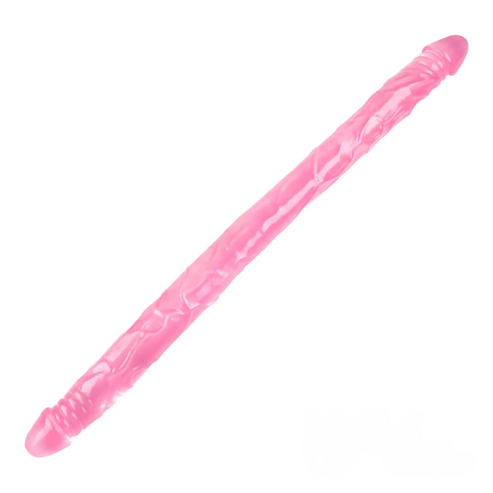 Pink realistic double ended pvc dildo