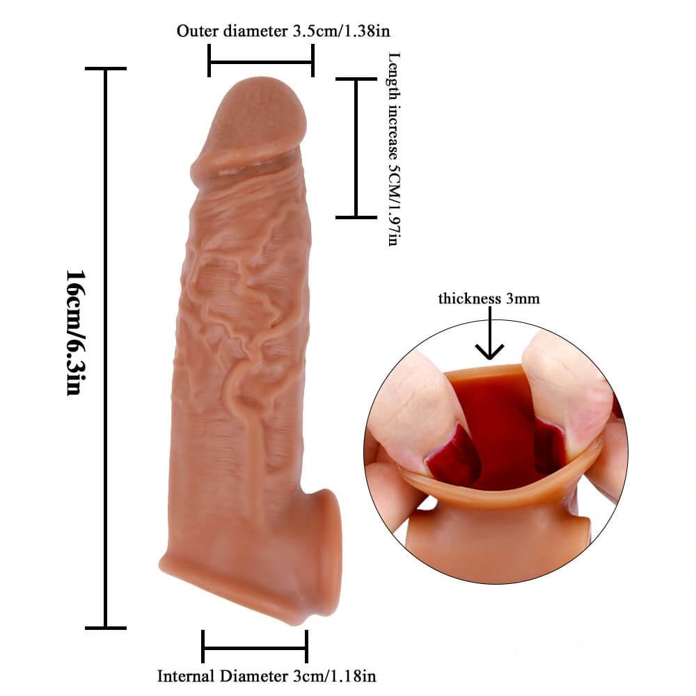 Flesh realistic penis extender sleeve, photo 13
