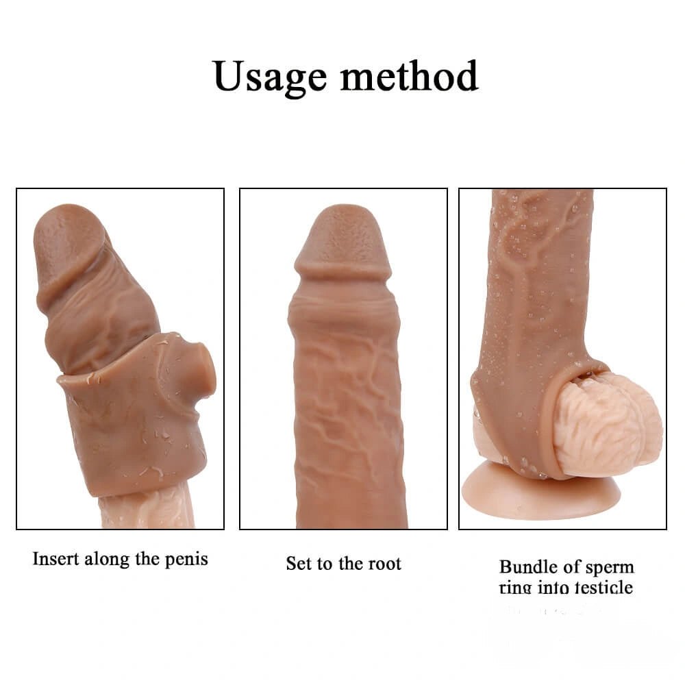 Flesh realistic penis extender sleeve, photo 3