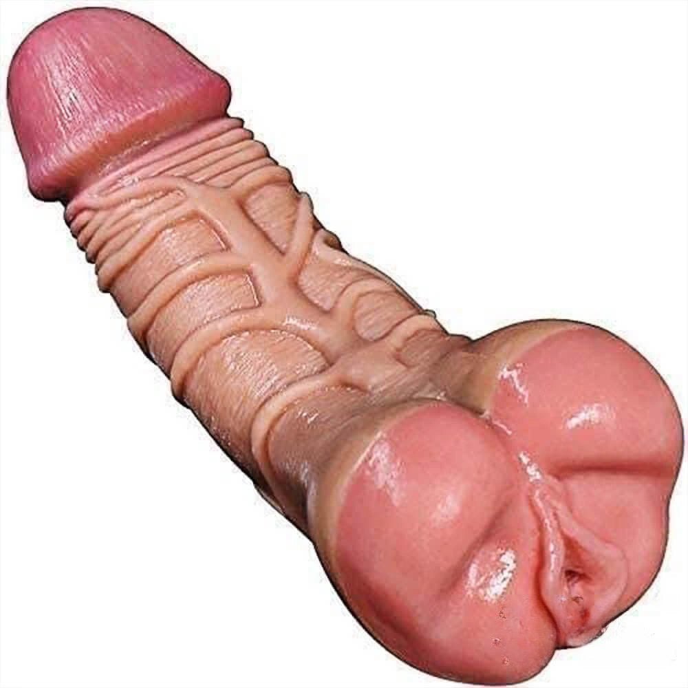 Flesh realistic dildo with textured base, photo 1