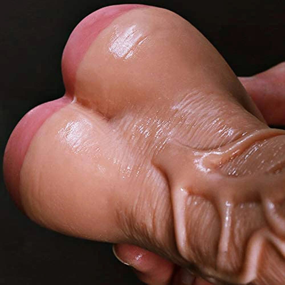 Flesh realistic dildo with textured base, photo 2
