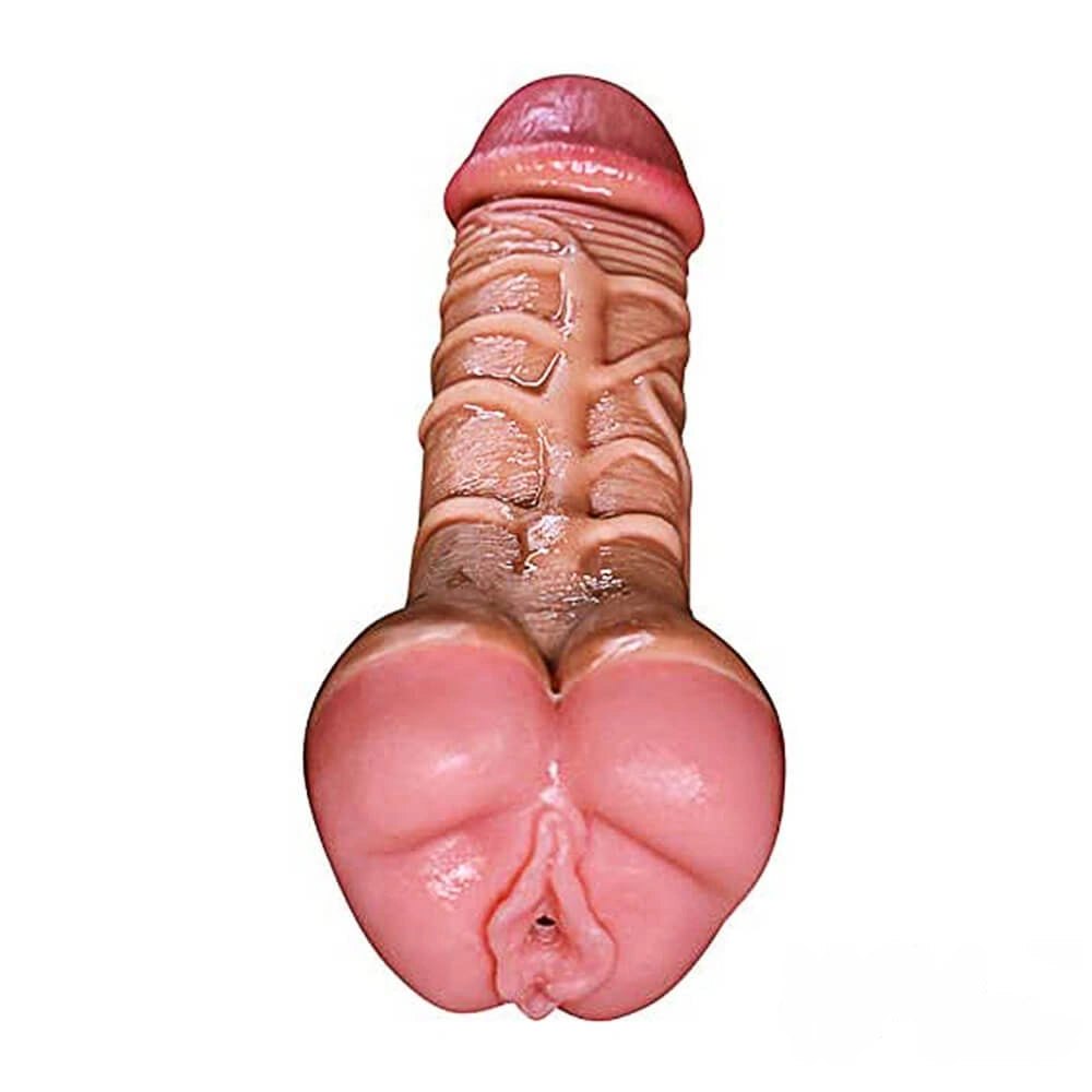 Flesh realistic dildo with textured base, photo 6