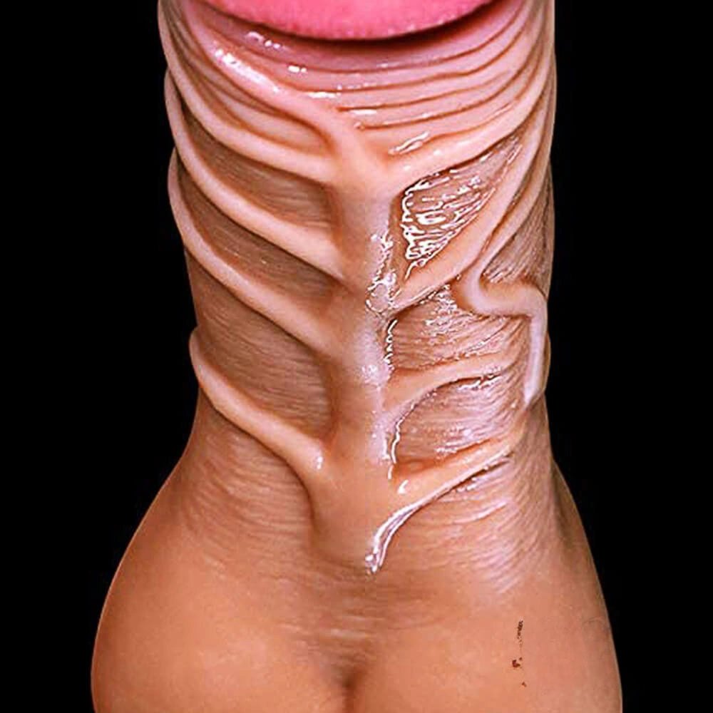 Flesh realistic dildo with textured base, photo 7
