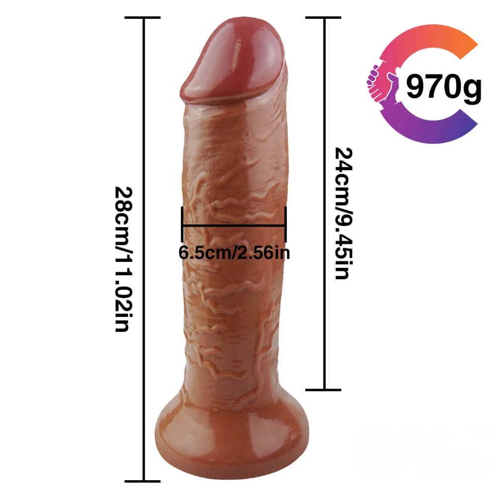 Brown realistic PVC dildo with suction cup base, photo 2