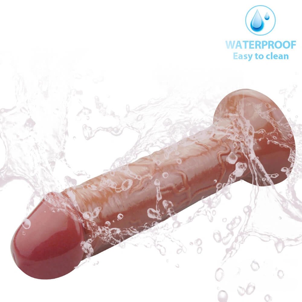 Brown realistic PVC dildo with suction cup base, photo 4
