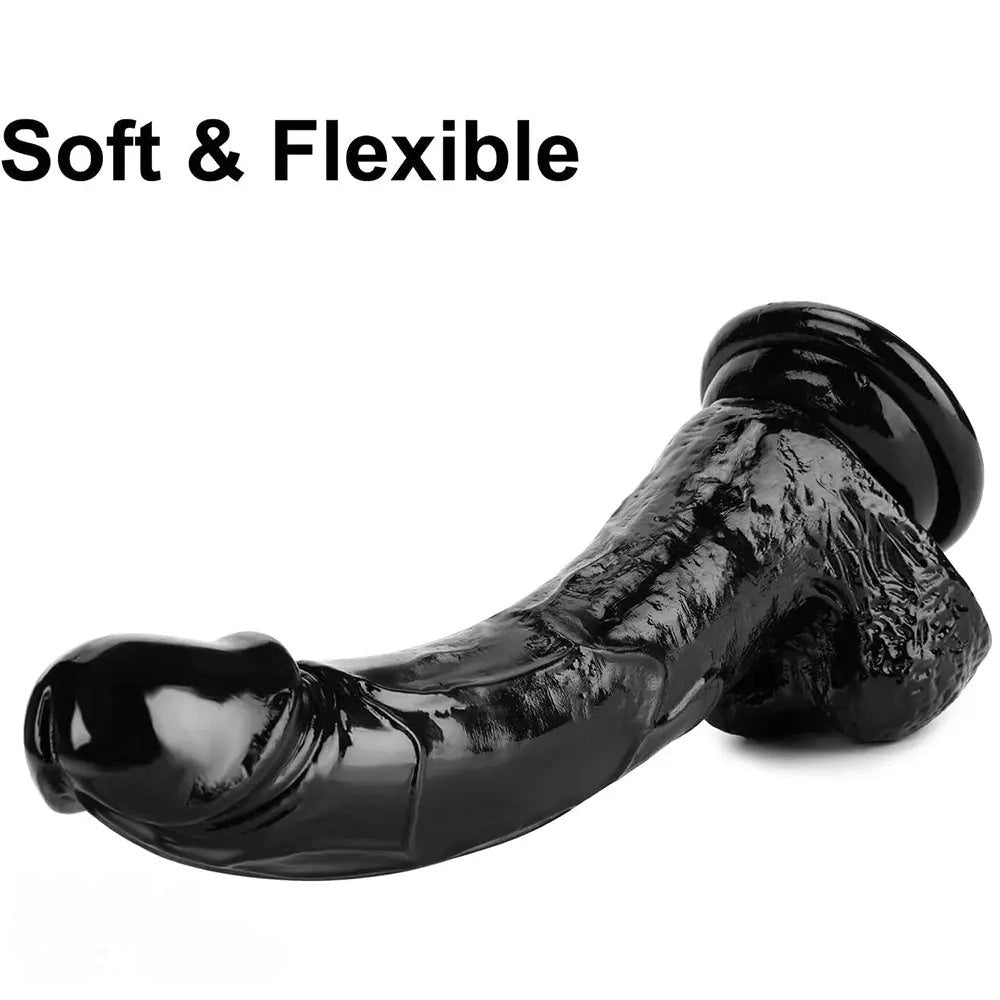 Black realistic PVC dildo with suction cup base, photo 2