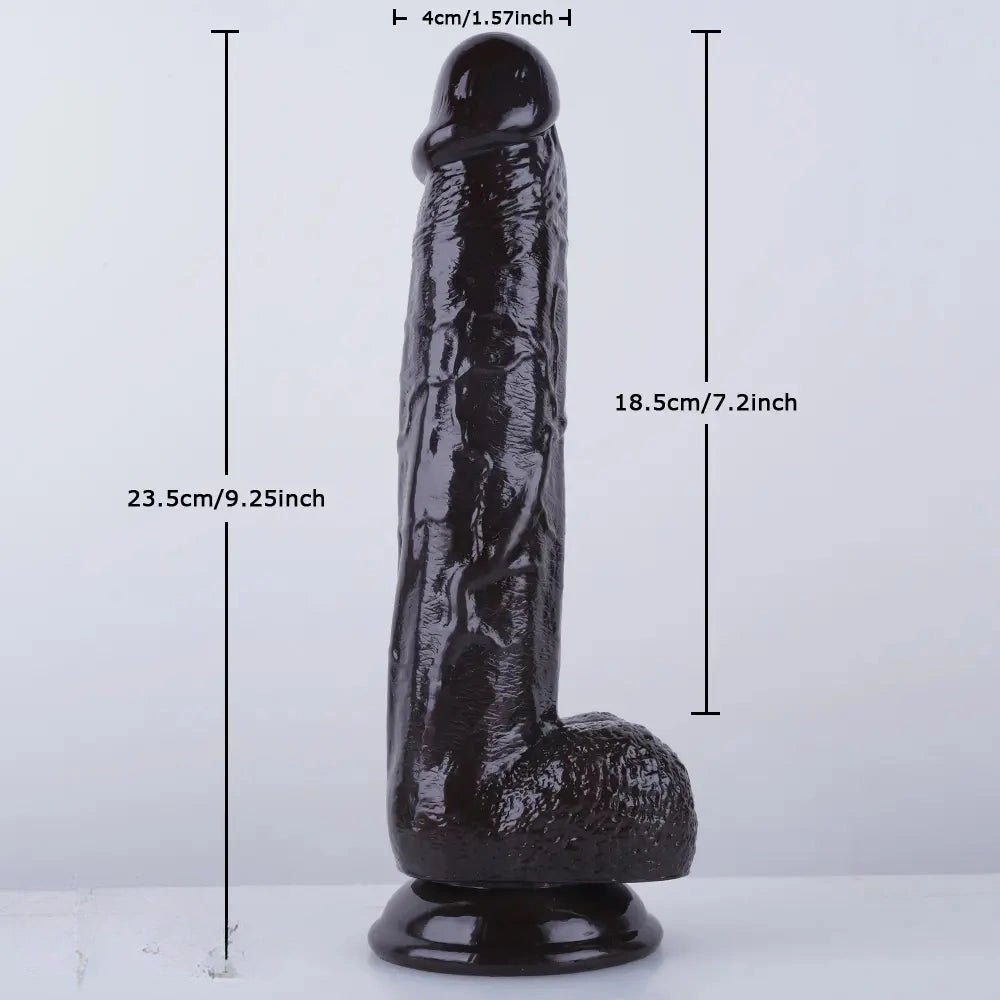 Black realistic pvc suction cup dildo