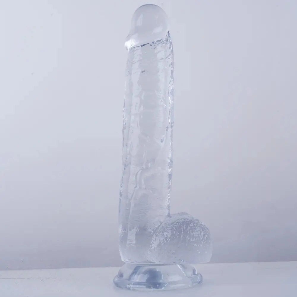 Clear realistic pvc suction cup dildo