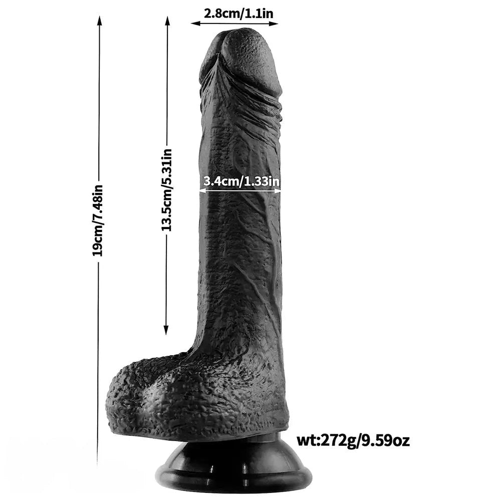 Black realistic pvc suction cup dildo