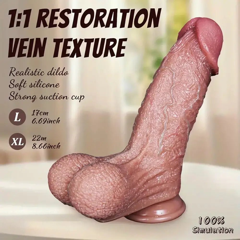 Flesh silicone realistic dildo with suction cup base, photo 3