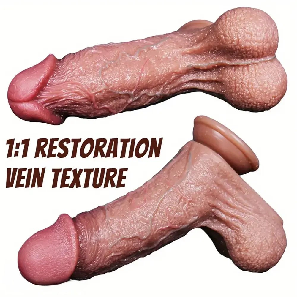 Flesh silicone realistic dildo with suction cup base, photo 4