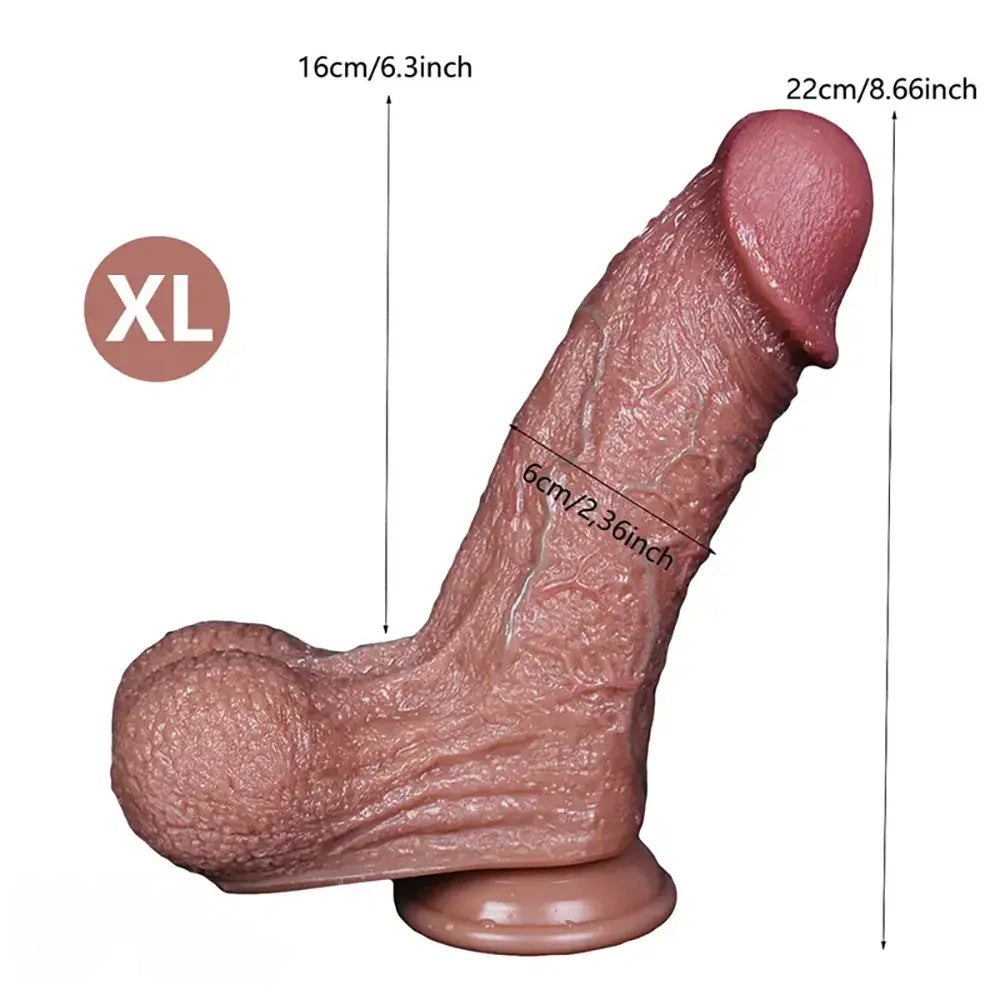 Flesh silicone realistic dildo with suction cup base, photo 6