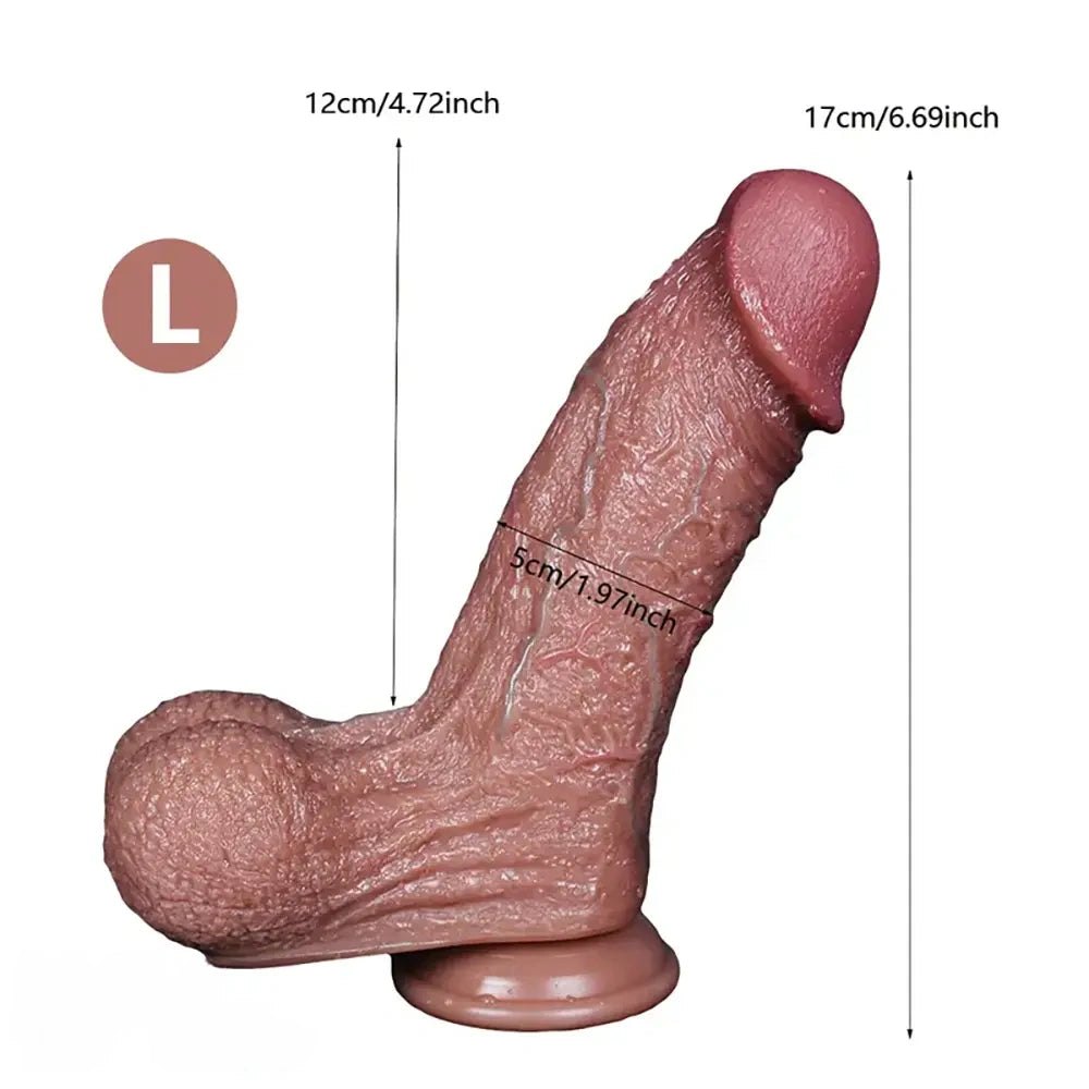 Flesh silicone realistic dildo with suction cup base, photo 7