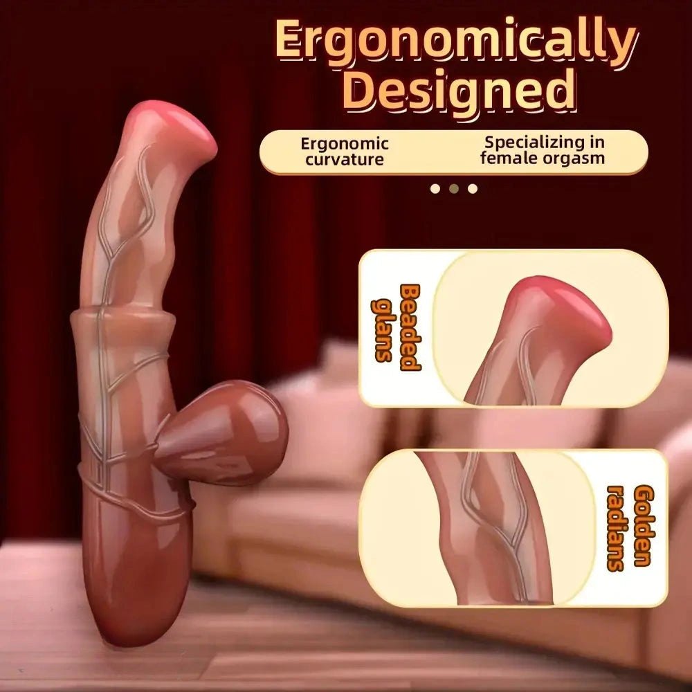 Flesh realistic silicone dildo with handle base, photo 5