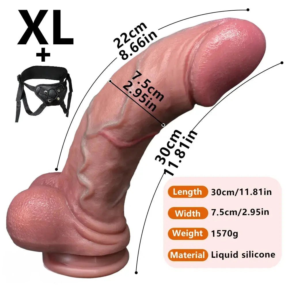 Flesh realistic silicone dildo with scrotum base, photo 17