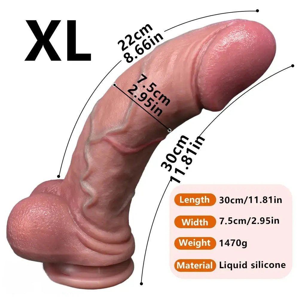 Flesh realistic silicone dildo with scrotum base, photo 18