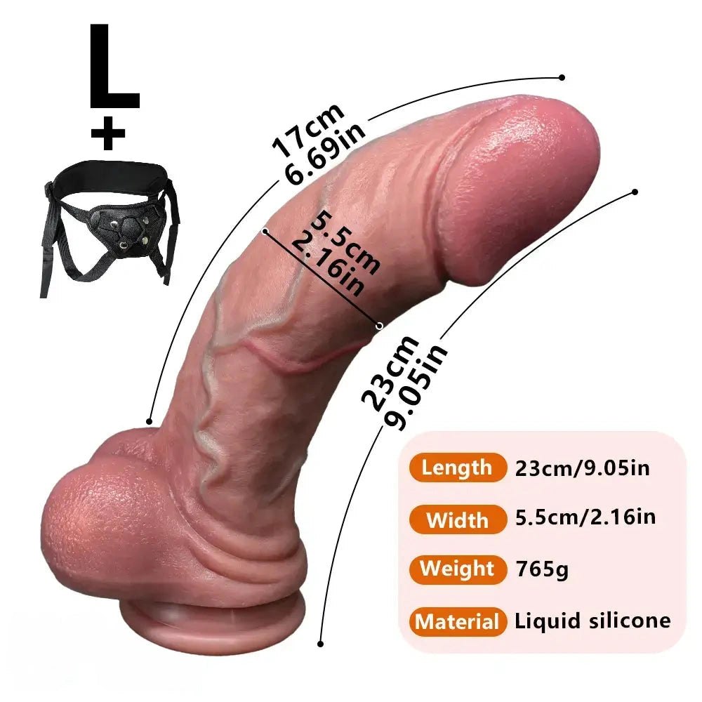 Flesh realistic silicone dildo with scrotum base, photo 19