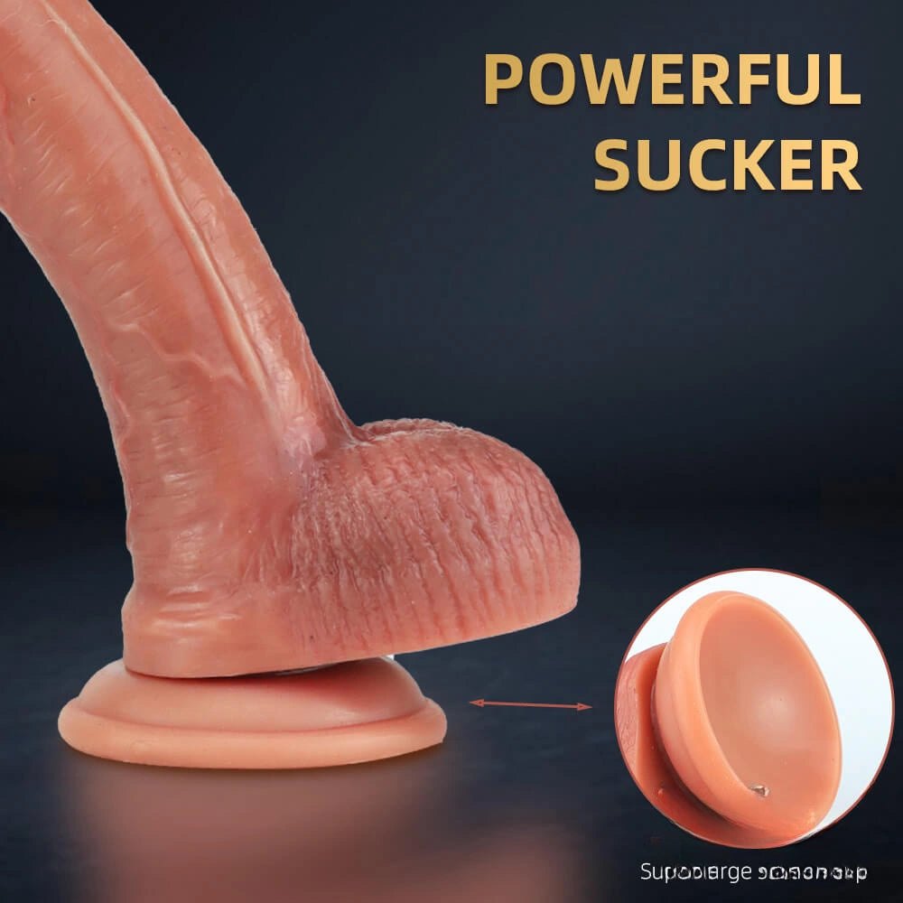 Flesh realistic silicone suction cup dildo, photo 7
