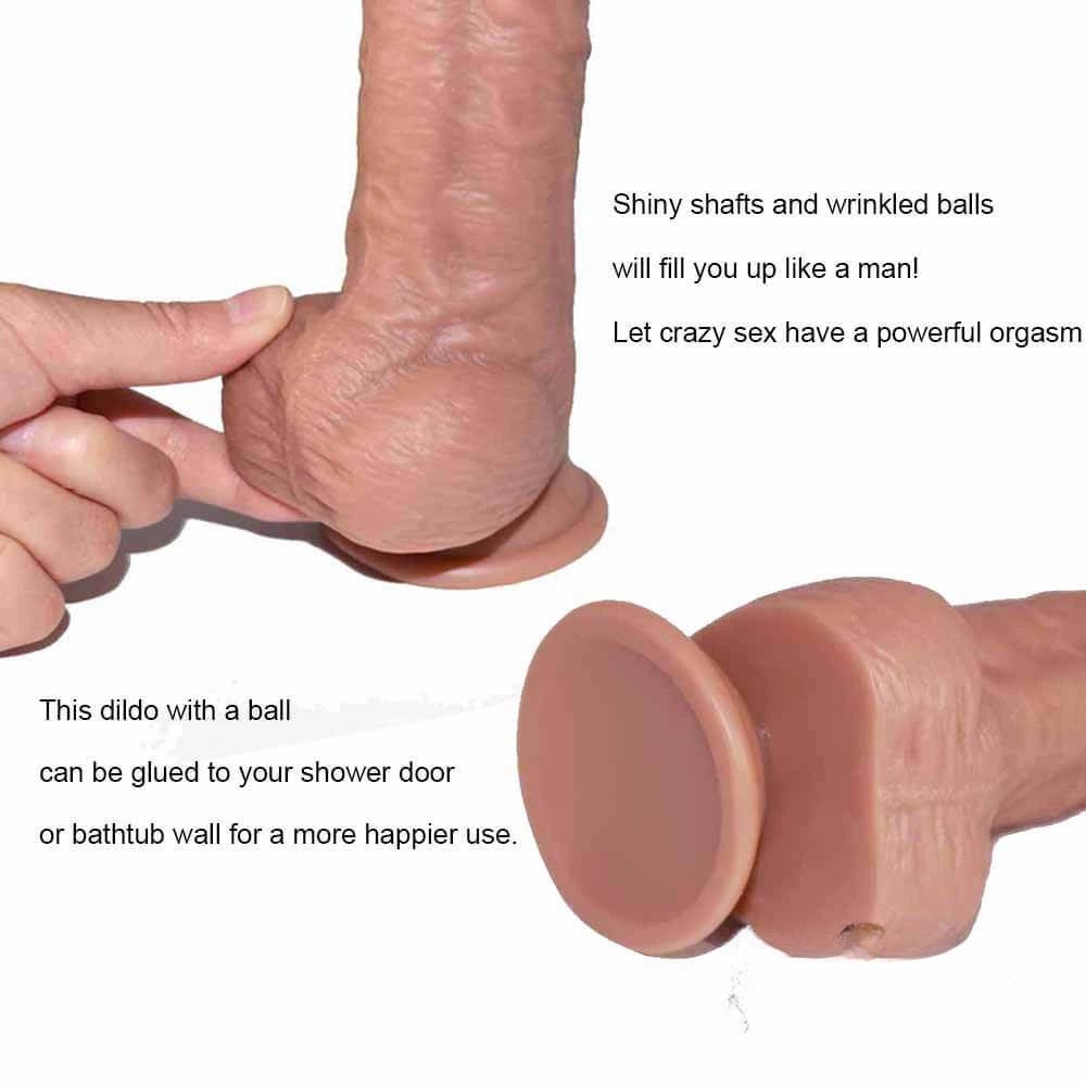 Realistic skin-textured suction cup dildo, photo 5