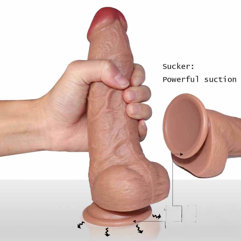 Realistic skin-textured suction cup dildo, photo 8