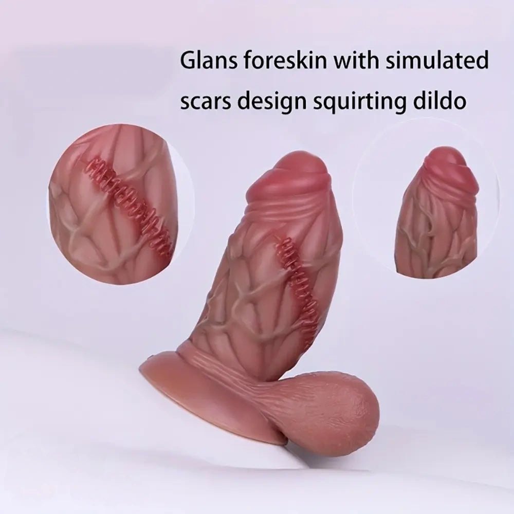 Flesh color realistic silicone squirting dildo, photo 2