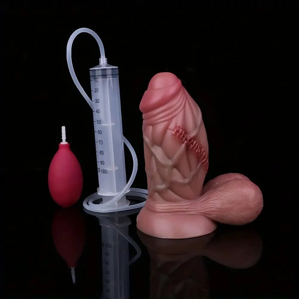 Flesh color realistic silicone squirting dildo, photo 6