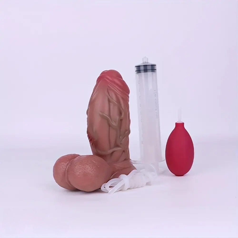 Flesh color realistic silicone squirting dildo, photo 9