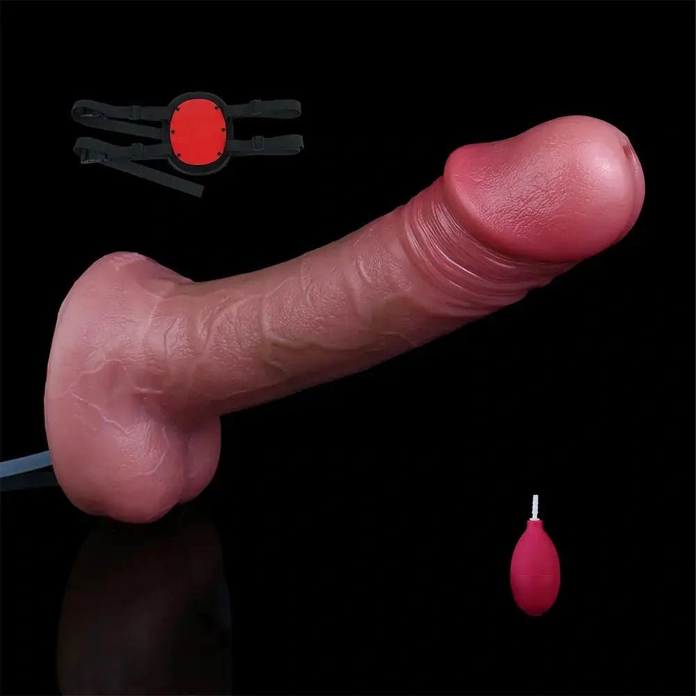 Flesh realistic squirting strap-on dildo, photo 2