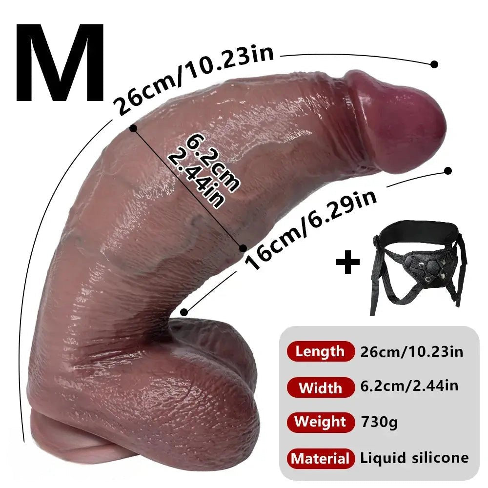 Flesh tone realistic silicone strap-on dildo, photo 17