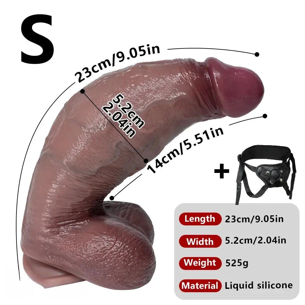 Flesh tone realistic silicone strap-on dildo, photo 18