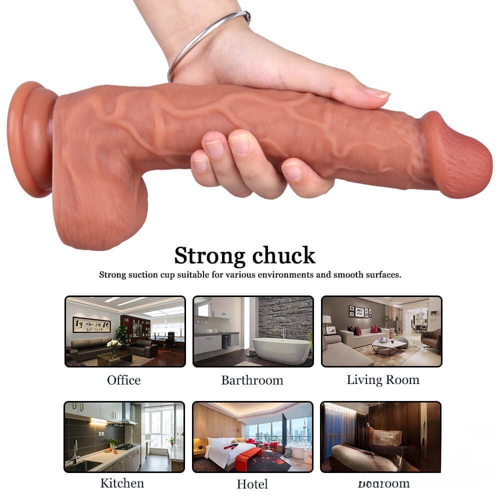 Realistic suction cup dildo with veined shaft, photo 10