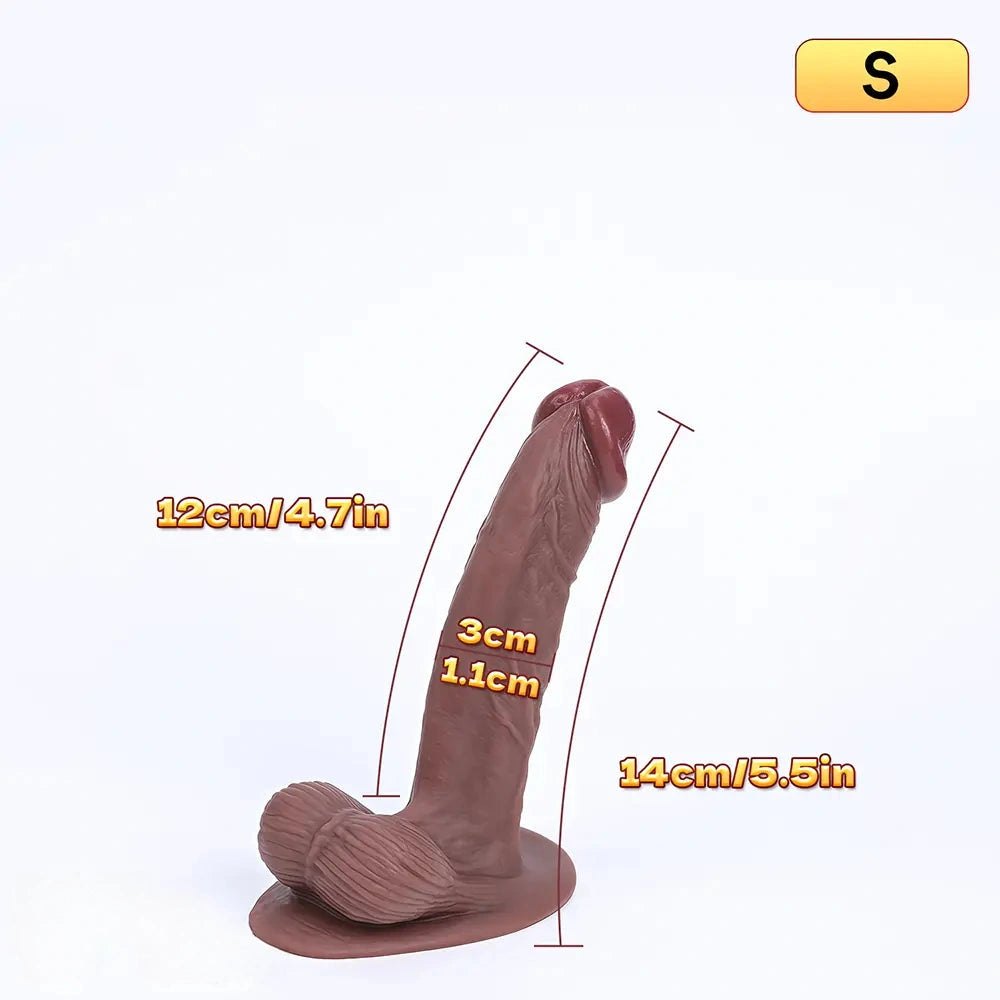 Brown realistic silicone dildo with suction cup base