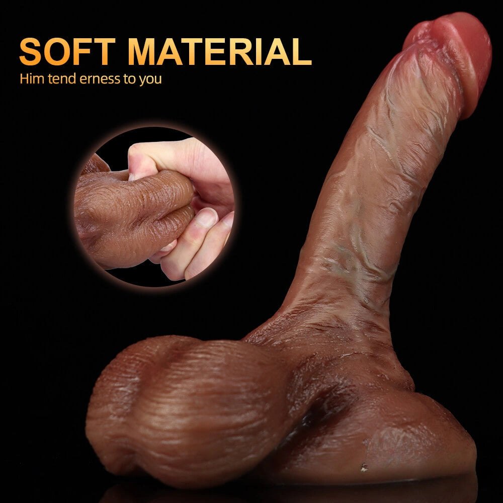 Flesh silicone realistic dildo with suction cup base, photo 12