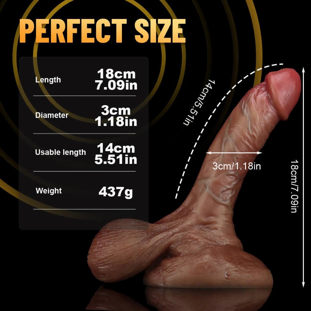 Flesh silicone realistic dildo with suction cup base, photo 8