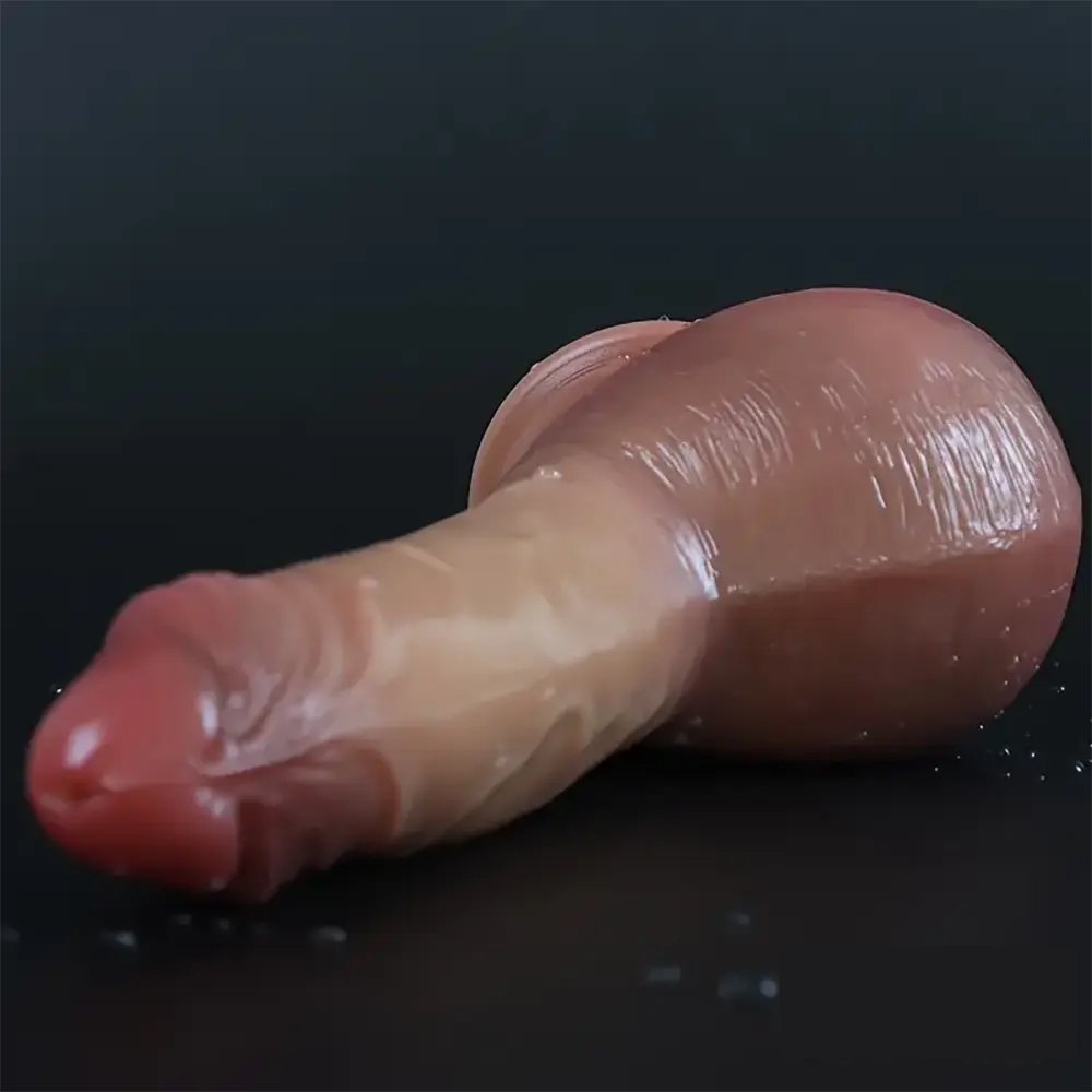 Flesh-toned realistic silicone dildo with suction cup base, photo 9