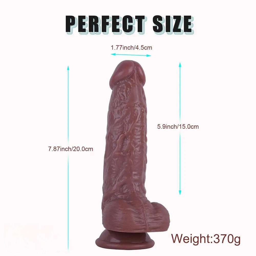 Brown realistic textured PVC suction cup dildo