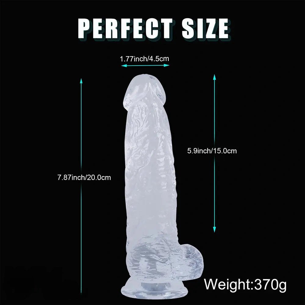 Clear realistic textured PVC suction cup dildo