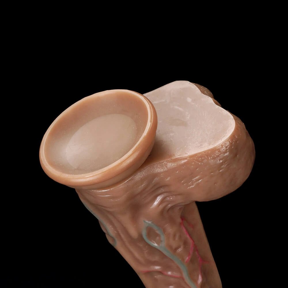 Flesh tone realistic silicone dildo with suction cup base, photo 14