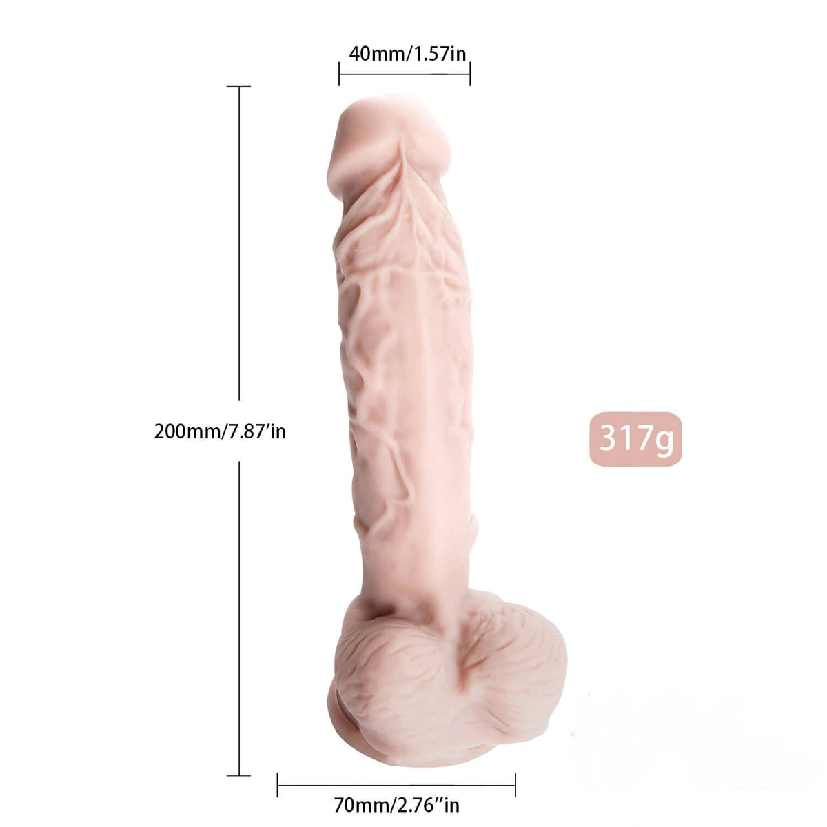 Realistic suction cup silicone dildo with veined texture, photo 5