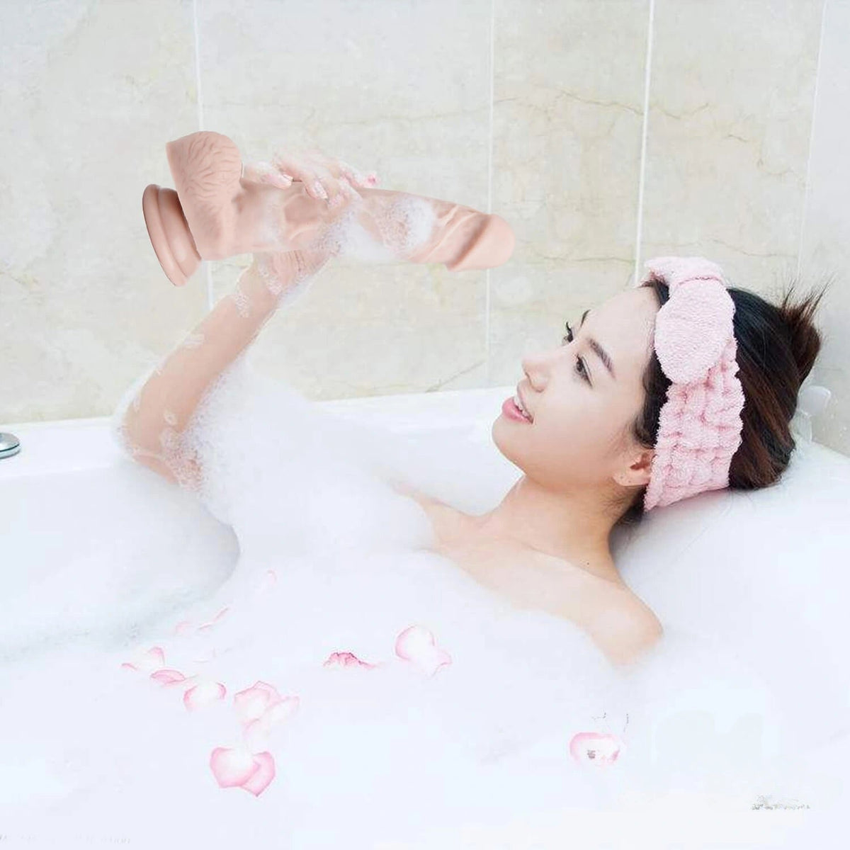 Realistic suction cup silicone dildo with veined texture, photo 6