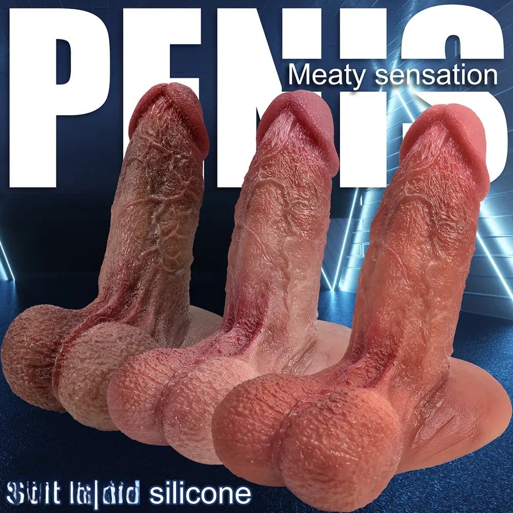 Realistic suction cup dildo with testicles, photo 3