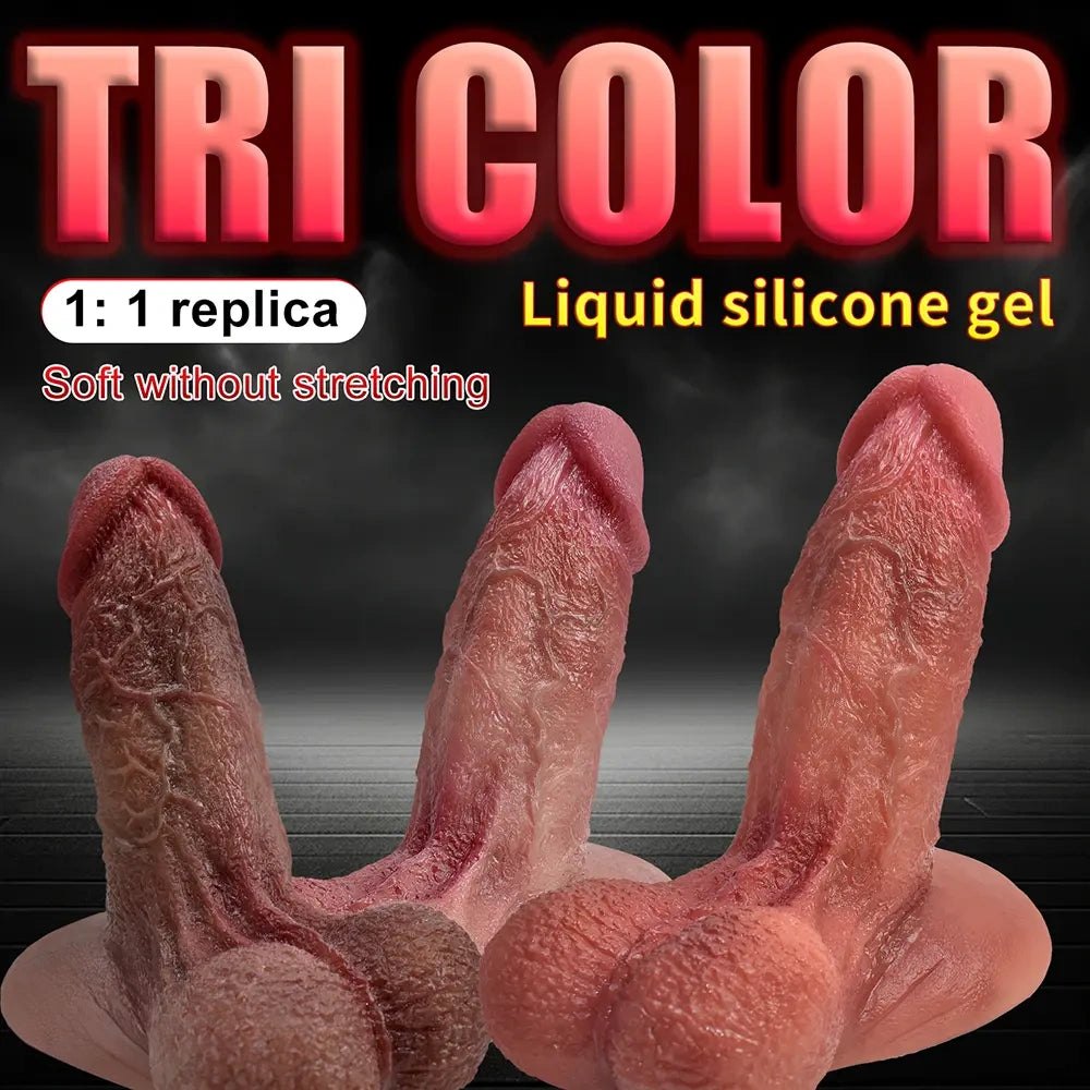 Realistic suction cup dildo with testicles, photo 4