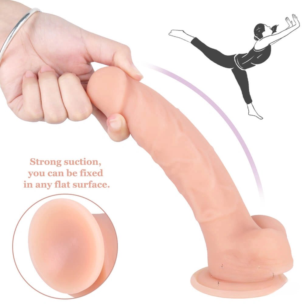 Flesh color realistic silicone suction cup dildo, photo 6
