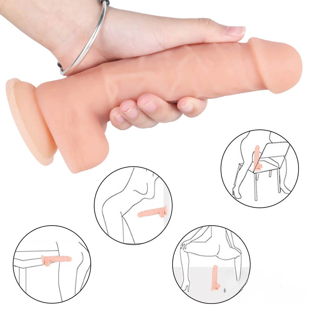 Flesh color realistic silicone suction cup dildo, photo 8