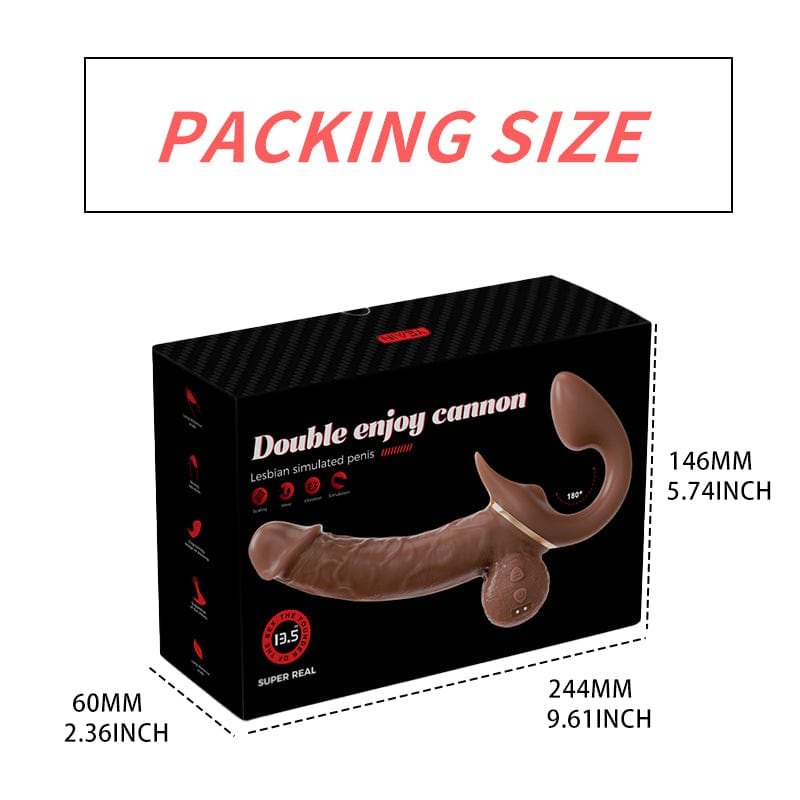 Brown realistic silicone rabbit vibrator, photo 2